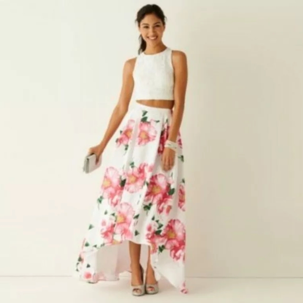 My Michelle Pink and Orange High-Low Maxi Skirt